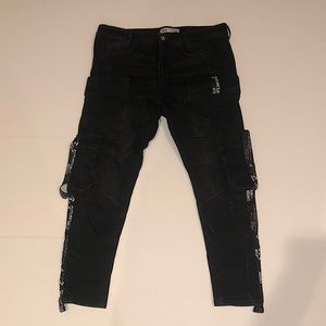 Zara Black Cargo Style Skinny Jeans 32W